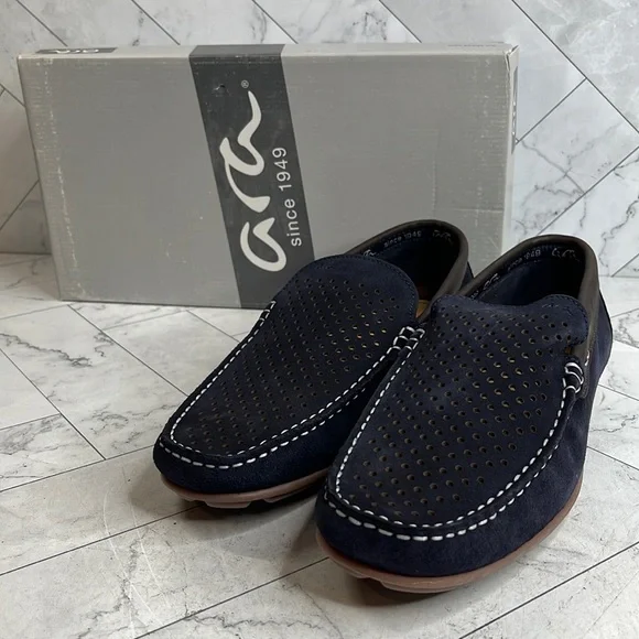 NWT ARA Mens Merrick Navy Suede Slip-On Moccasin Loafers Size 12